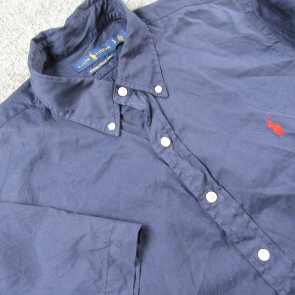 Ralph Lauren Other - Ralph Lauren Shirt Mens Large Navy Blue Feather Weight Twill Short Sleeve